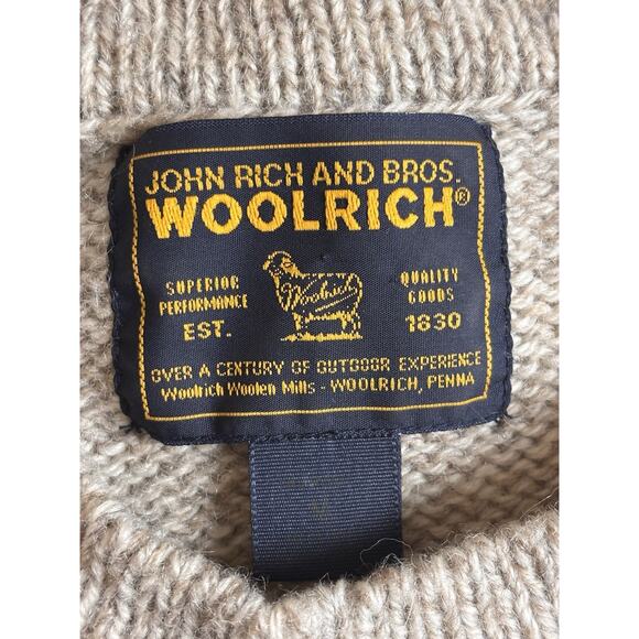 Vtg 70s Streetwear Mens Woolrich Wool Knit Sweater Oatmeal Brown USA - Picture 5 of 7